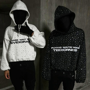 DISCOVER-IMPEX - Sudadera Unisex de Invierno, Negra, 100% Algodón, Lavado con Spray, Adorno de Diamantes de Imitación en la Parte Delantera, Secado Rápido, Corte Regular, Forrada, Ecológica - Product Image 1