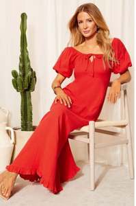 เดรสยาวทรงวีคอปี 2026 ดีไซน์ลำลองแขนสั้น ราคาสุดคุ้ม เดรสแขนสั้นทรงระบายเป็นชั้นๆ ไซส์ใหญ่ - Product Image 3