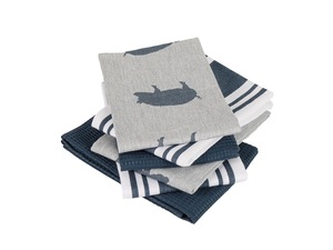 Serviettes de cuisine 100% coton écologiques, carrées, tissées, lavables en machine, motifs rayés gris - Product Image 6