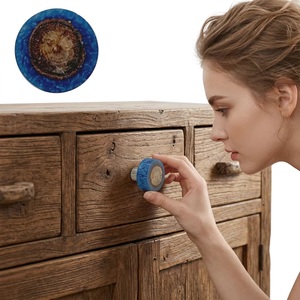 Handicrafts Blue Wood Resin Modern Drawer <b>Knob</b> & Pull Handle for Kitchen Bedroom <b>Dresser</b> Hotel Wardrobe Bathroom Villa Use - Product Image 2