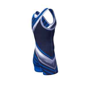 Singlet de Lucha Libre para Hombre, Sublimado, Azul Marino con Rayas Grises, Spandex y Poliéster, Ropa Deportiva Transpirable para Adultos - Product Image 6