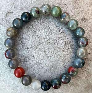 Pulsera de cuentas de piedra de sangre africana natural cristiana Chakralume, verde, curativa, Reiki, energía, joyería, regalo unisex GTC - Product Image 4
