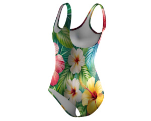 Maillot de bain une pièce tropical imprimé flamant rose pour femme avec bas string, en Spandex/Polyester, sans manches, coupe haute, ajusté, pour la plage - Product Image 6