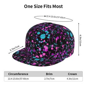 Gorra Snapback de 6 Paneles con Diseño Abstracto de Salpicaduras, Ajustable, Unisex, Estilo Urbano, Negra, Rosa, Verde Azulado, Impresión Digital, Material de Malla - Product Image 4