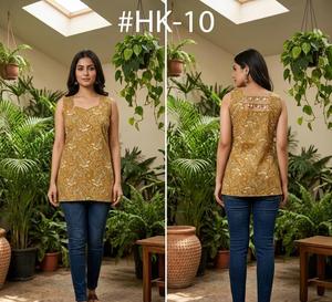 Blusa de Mujer con Estampado Floral, Cuello en V, Manga 3/4, Cintura Natural, Informal, Veraniega, Transpirable, Ecológica, 100% Algodón Tejido, Azul - Product Image 2
