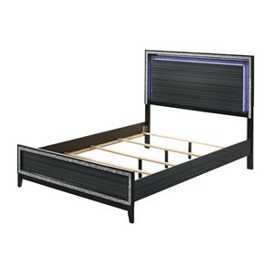 Letto matrimoniale in metallo Haiden Queen con finitura nera anticata e LED - Product Image 2