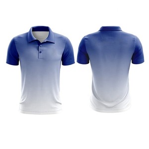 เสื้อโปโลผู้ชายไล่เฉดสีน้ำเงินขาว แขนสั้น แห้งเร็ว สปอร์ต ผ้าถักโพลีเอสเตอร์ - Product Image 1