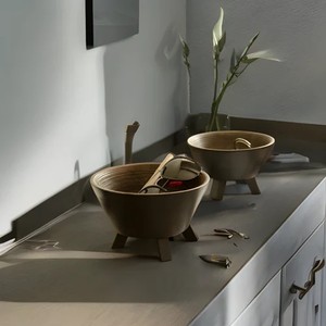 Sheesham <b>Wood</b> Traditional Geometric Design 3-Piece Nested Bowls Set Tabletop Use Wholesale - Product Image 2