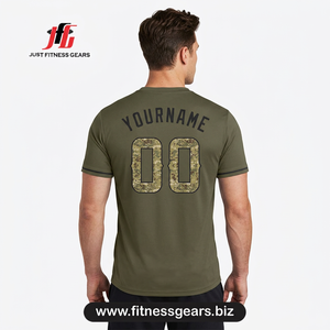 Custom Logo <b>Mens</b> Dry Fit Athletic Gym <b>T</b> <b>Shirt</b> <b>Green</b> Camo Letter Print Short Sleeve Training Sportwear <b>T</b>-<b>Shirt</b> OEM - Product Image 2
