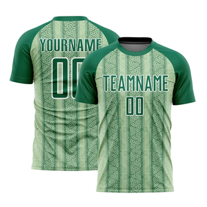Conjunto de Uniforme de Fútbol Sublimado Personalizado para Hombre, Verde a Rayas, Manga Corta, Absorbente de Humedad, Ajuste Atlético, Uniforme de Fútbol para Equipo - Product Image 2