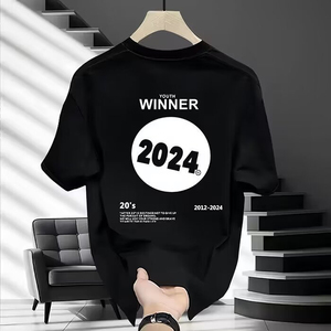 Camiseta Básica de Manga Corta para Hombre, Cuello Redondo, Estampado de Número 7 en la Espalda, Estilo Casual, Algodón con Serigrafía - Product Image 2