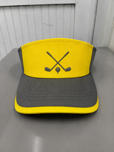 Golf Visor <b>Hat</b> Corduroy Mesh Yellow/Gray Embroidery 2D Logo Front Panel Unisex Outdoor Spring <b>Summer</b> Adjustable Sporty 6-Panel - Product Image 6