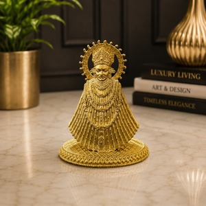 Ídolo Khatu Shyam de Latón Puro Chapado en Plata de Jaipur Metals |   Estatua hindú 100% de latón |   4 x 6.8 x 6 cm |   59 g |   Pooja y Regalo - Product Image 1