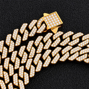 Mens Moissanite 925 Silver Iced Out Cuban Link Chain Gold Tone Luxury <b>Statement</b> <b>Necklace</b> Fashion Jewellery - Product Image 5
