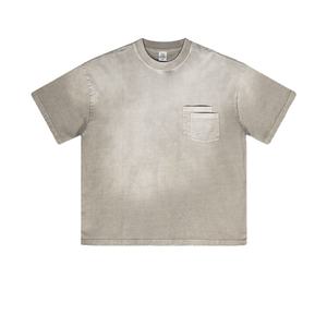 Camisetas de Alta Calidad para Hombre, 100% Algodón, Lavado Ácido, 220 g/m², Efecto Desgastado por el Sol, Logotipo Personalizado, Camisetas con Efecto Desgastado de Alta Calidad - Product Image 1