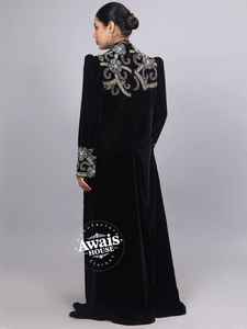 Vestido Abaya Importado de Terciopelo con Lentejuelas de Cristal y Cuentas, Largo hasta el Suelo, Manga Larga, Estilo Sencillo y Discreto, Silueta en A, con Sujetador Incorporado - Product Image 3