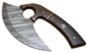Cuchillo de pizza de acero de Damasco hecho a mano, cuchillo Ulu, hacha con mango de madera premium, cuchillo de cocina. - Product Image 4