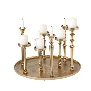 Candélabre en fer à 5 lumières, centre de table de Noël, logo personnalisé, portable, fait main, minimaliste, pour bougies votives - Product Image 4