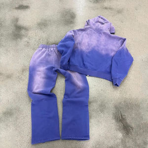 Sudaderas con Capucha y Pantalones Deportivos Extra Grandes para Hombre, Diseño Personalizado al por Mayor, con Bordado y Parches Desgastados, 2026 - Product Image 3