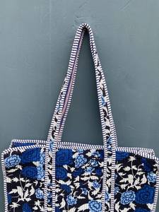 Quilted Cotton Bucket <b>Tote</b> <b>Bag</b> Jungle Print <b>Floral</b> Boho Style Large Capacity Unisex - Product Image 3
