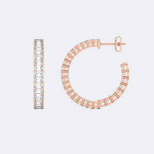 Pendientes de Aro Abierto con Diamantes de Corte Esmeralda de 5.20 CTW - Product Image 6