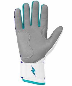 Guantes de Bateo de Cuero Turquesa Blanco y Morado, Acolchados, con Cierre de Gancho y Bucle, Unisex, para Adultos, Entrenamiento, Mano Derecha/Izquierda, Tallas XL/XXL - Product Image 3