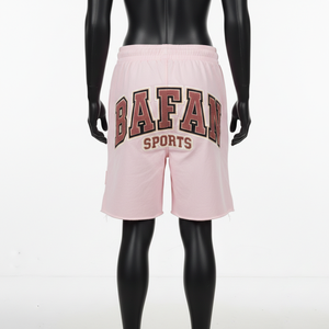 Shorts cortavientos para mujer, tela de nailon premium, color rosa sólido, ajuste casual, logotipo bordado en chenilla, shorts personalizados para mujer - Product Image 2