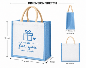 Sac fourre-tout en toile bleu et blanc avec poignées en corde, taille moyenne, idéal pour un cadeau - Product Image 2