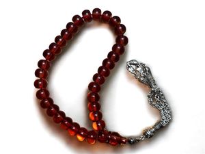 Rosario Musulmán de Resina Ecológica Premium con Cuentas de Ámbar y Turquesa, Joyería Religiosa - Product Image 6