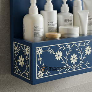 Estante Organizador de Pared para Baño Azul – Soporte de Almacenamiento de Madera Hecho a Mano para Artículos de Aseo y Decoración del Hogar - Product Image 4