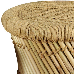 Juego de 2 taburetes artesanales de bambú y yute otomanos de fibra natural - Product Image 3