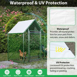 Pollaio in Metallo 16x3FT con Copertura, Recinto per Galline da Giardino, Gabbia per Pollame, Prodotto per Allevamento Animali - Product Image 5