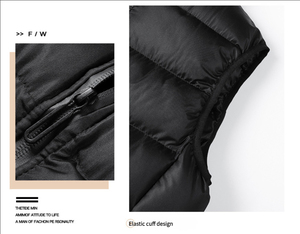 Veste matelassée imperméable de luxe pour homme, fermeture éclair intégrale, rembourrage en polyester, veste d'hiver légère et confortable - Product Image 2