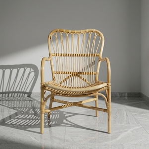 Sillón de Ratán de Diseño Tradicional y Elegante con Cojín de Espuma y Respaldo Acolchado, Relajación Sostenible para Sala de Estar, Dormitorio y Villas - Product Image 2