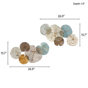 Contemporary Botanical Metal <b>Wall</b> Sculpture Openwork Floral <b>Leaves</b> Accent <b>Decor</b> for Bedroom Living Room Home Interior - Product Image 2