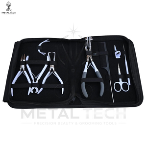 Kit de Herramientas Profesional y Duradero de Acero Inoxidable para Instalación y Remoción de Extensiones de Cabello: Alicates, Gancho de Ganchillo, Peine de Cola y Tijeras - Product Image 1