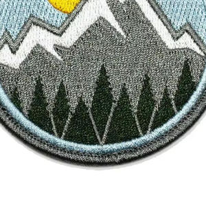 Circular Embroidered Mountain <b>Patch</b> With Sun And Trees <b>Sew</b>-<b>On</b> Applique For Gifts - Product Image 4