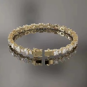 14k Solid Gold Tennis Bracelet with Emerald Oval Cut Lab Grown Diamond Diamond Bracelets & <b>Bangles</b> for Women and <b>Men</b> - Product Image 6