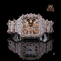 Montre automatique à facettes de diamant avec boîtier en acier inoxydable brossé et bracelet en métal