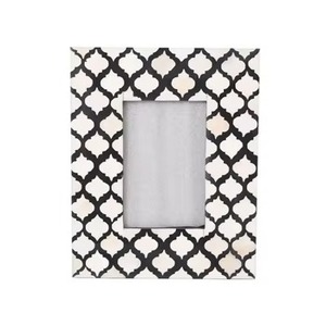 Cadre photo de luxe noir avec incrustation d'os, fait main, motif floral, pour décoration de table ou de bureau, maison ou bureau - Product Image 3
