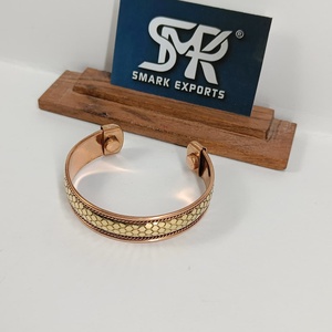 Classic <b>Metal</b> Craft Magnetic Copper Bangle Engraved Plain Cuff Adjustable Handmade Antique Polished Unisex <b>Bracelet</b> - Product Image 5