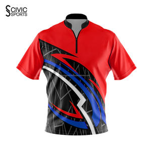 Poliéster Sublimado Impresión Cremallera Transpirable Durable 180 GSM Camisetas de bolos Venta al por mayor Calidad original personalizada Unisex - Product Image 3