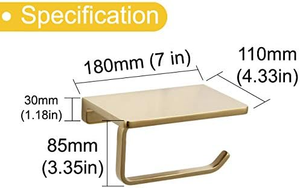 <b>Gold</b> <b>Toilet</b> Paper <b>Holder</b> With Shelf Wall Mount <b>Toilet</b> Tissue <b>Holder</b> Bathroom Storage Rack Decorative <b>Gold</b> <b>Toilet</b> <b>Roll</b> <b>Holder</b> - Product Image 2