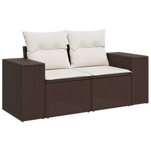Ensemble de canapés de jardin en rotin PE marron avec pieds réglables, mobilier de patio standard - Product Image 3