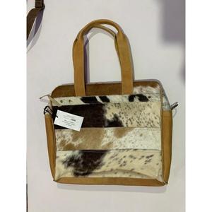 Pochette vintage en cuir véritable pour filles, motif rayures bonbon, fermeture éclair, légère, imperméable, grande capacité, bandoulière, fabriquée en Uttar - Product Image 1