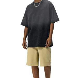 T-shirt oversize uni délavé à l'acide 100% coton, style vintage, streetwear, col rond, manches courtes, anti-UV pour homme - Product Image 6
