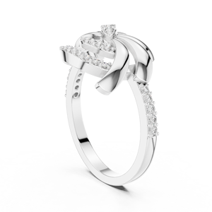 Anillo de Diamantes Floral de Lujo con Diseño de Molinillo para Mujer |   Diseño de Ventilador en Espiral |   Engaste Micro Pavé |   Anillo de Moissanita |   Plata 925 - Product Image 4