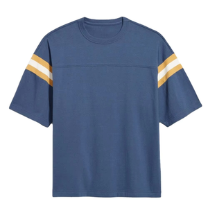 Camiseta de Manga Corta con Rayas Azules para Hombre, Estilo Deportivo Informal, Cuello Redondo, Cómoda, Ropa de Calle de Verano, Camiseta de Moda - Product Image 6