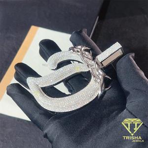 จี้เพชรแบบ Iced Out สำหรับผู้ชาย สร้อยคอจี้รูปตัวอักษร D สไตล์ฮิปฮอป เครื่องประดับหรูหรา - Product Image 4
