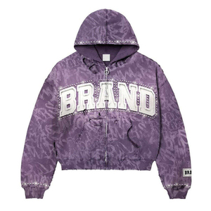 Custom Patch Embroidery French Terry Hoodie Heavyweight 100% Cotton French Terry Drop Shoulder Hoodie For Wholesale - Product Image 4